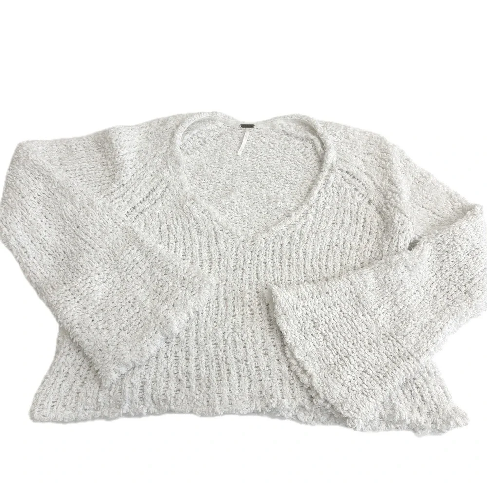 Free‎ People Sweater Women Small White Sand Dune Boho Coastal Beachy Cottagecore